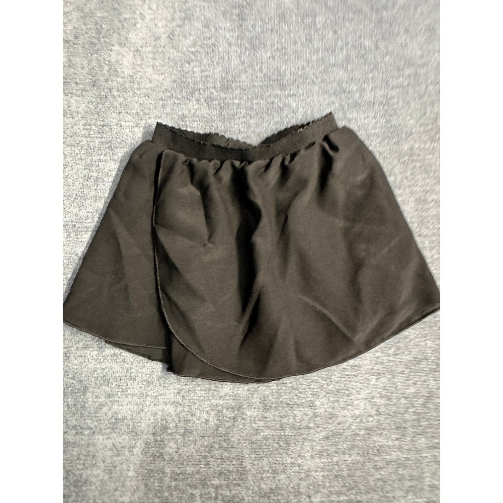 Kids Black Pull On Skort Mock Wrap Stretch Dance Skirt Size 3-4